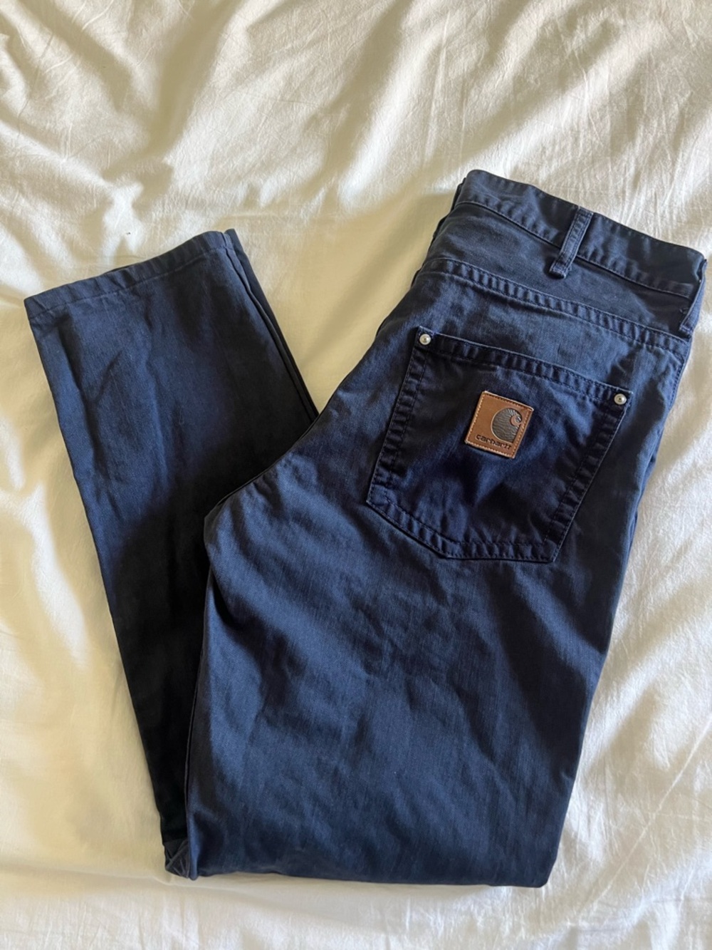 Carhartt Blue Workwear Pants with Metal Button